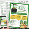 st patricks day raffle fundraiser flyer template with ticket sheet